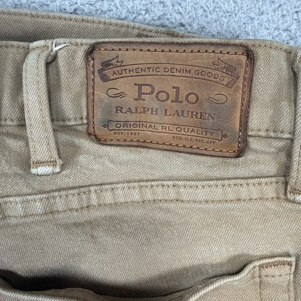 Polo Ralph Lauren Jeans Mens 38x30 Beige Tan Varick Slim Straight‎ Khaki Denim